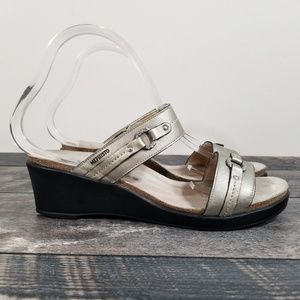 Mephisto Womens 9 Wedge Footbed Wedge Slides Gold